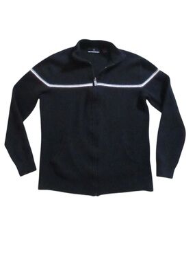 Hart Schaffner Marx 100% Merino Wool Men’s ZipUp Sweater Black White Gray Size L